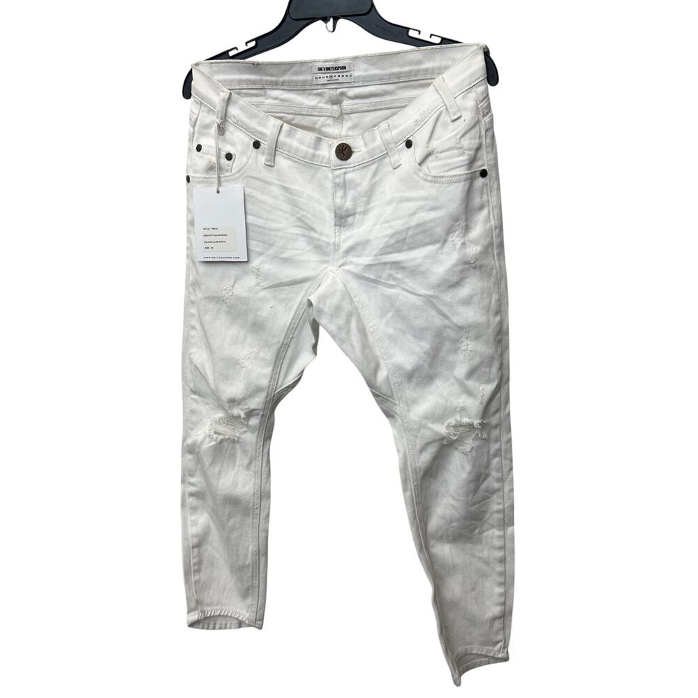 NWT One Teaspoon Sz 26 Goodies Luxe White Skinny Low Waist Distressed Jeans